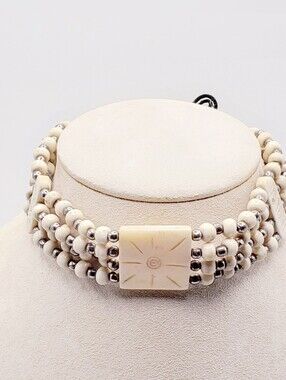 Elegant Carved Engraved Bone Beaded Multi-Row Choker Necklace